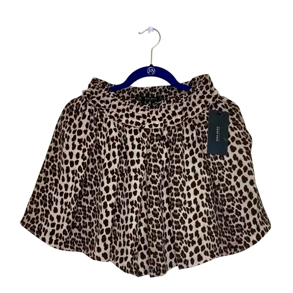 Zara NWT Leopard Print Flowy Pull-On Shorts Women’s Size Medium Animal Print